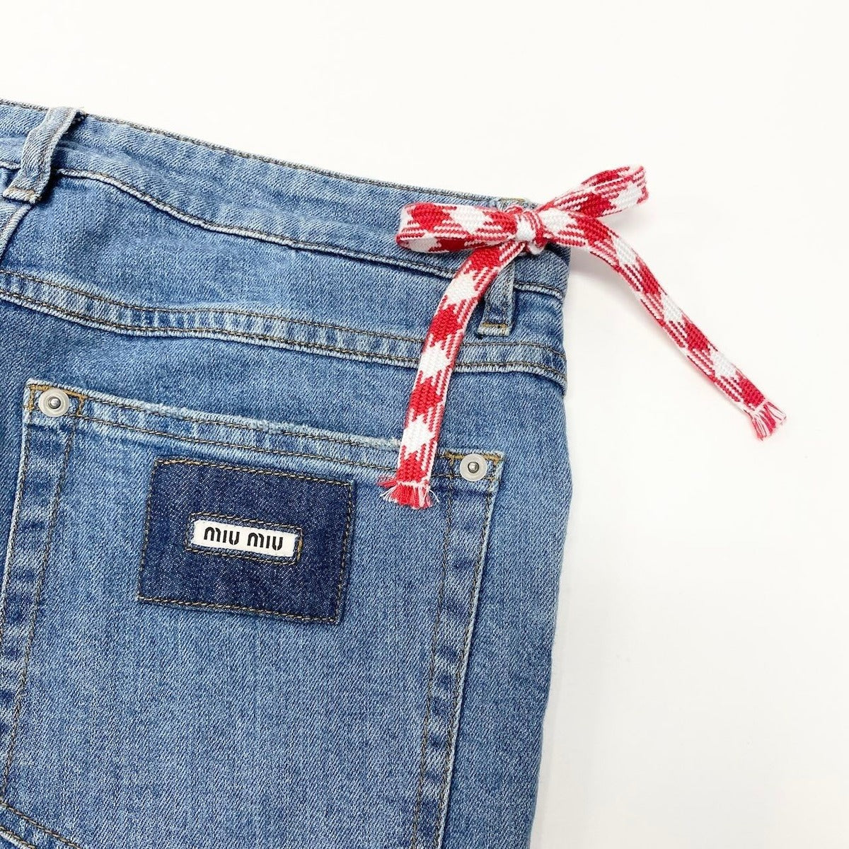 Miu Miu Skinny Denim Pants Stretch Bottom 755 26 Indigo — view 9