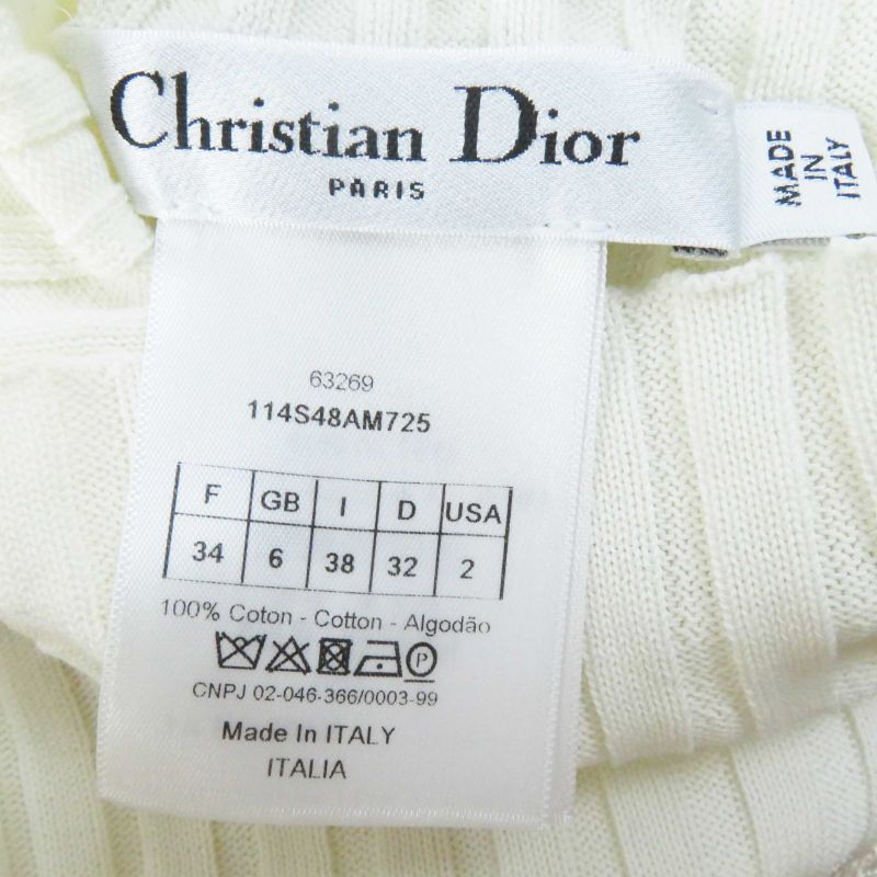Christian DIOR 114s48am725 100% Cotton Logo Button Striped High Neck Short