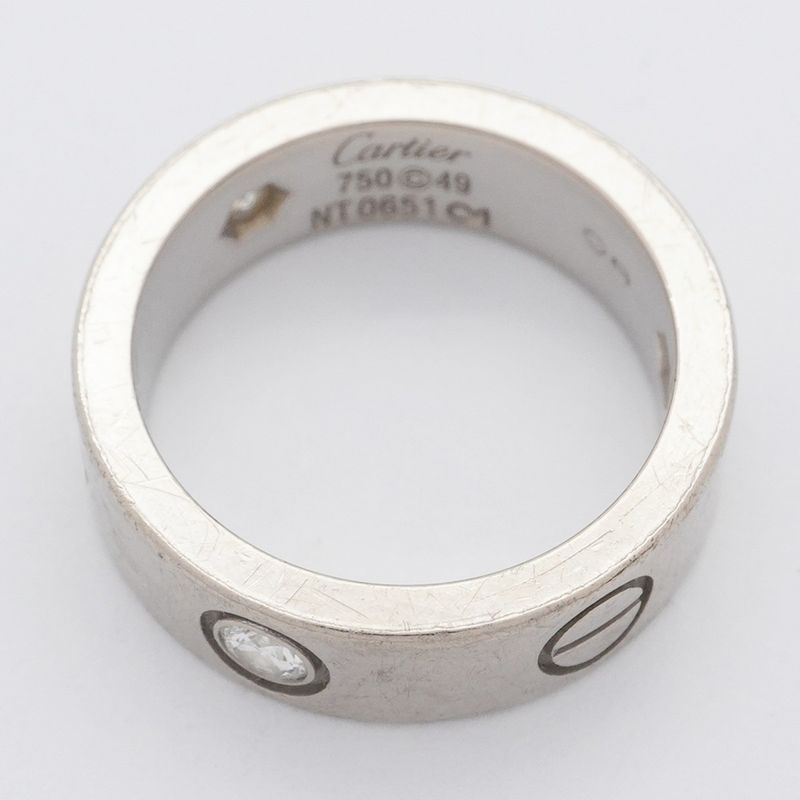 Cartier Ring Love 3PD 18K White Gold White Togo Old Diamond #49 Ladies