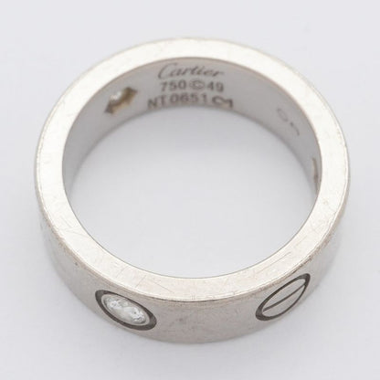 Cartier Ring Love 3PD 18K White Gold White Togo Old Diamond #49 Ladies