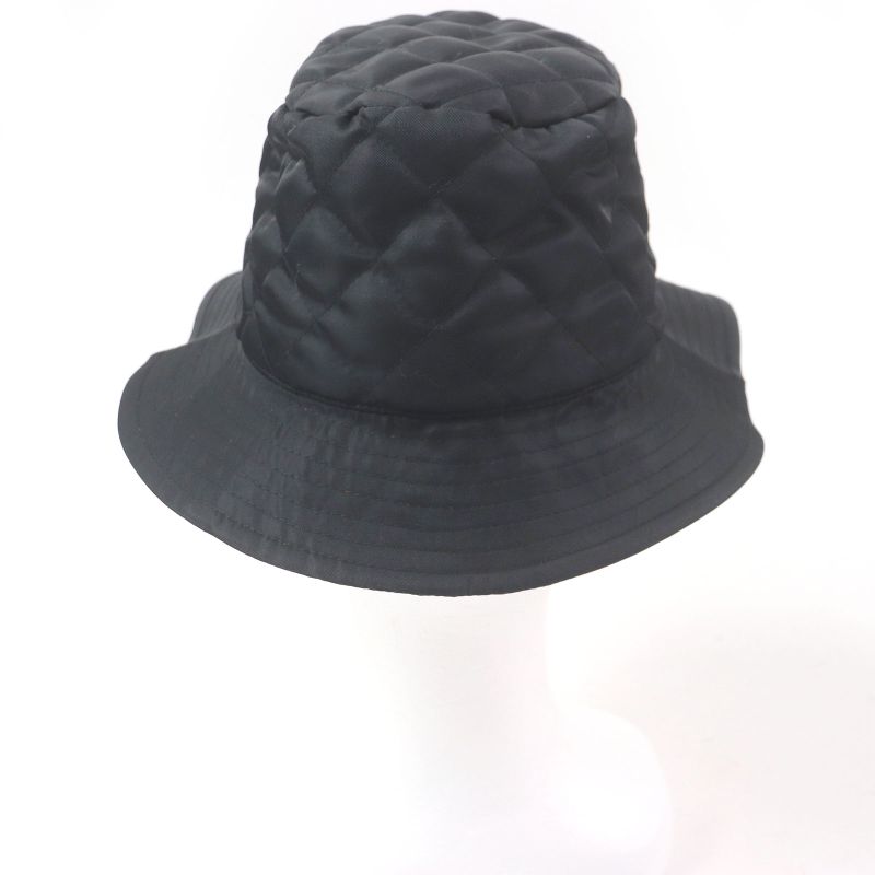 Celine 2aub0930c Logo Print Cotton Quilted Bucket Hat Black M Made In France