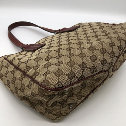 Gucci 113019 GG Canvas Tote Handbag Leather Brown Ladies Men Fashion Vintage