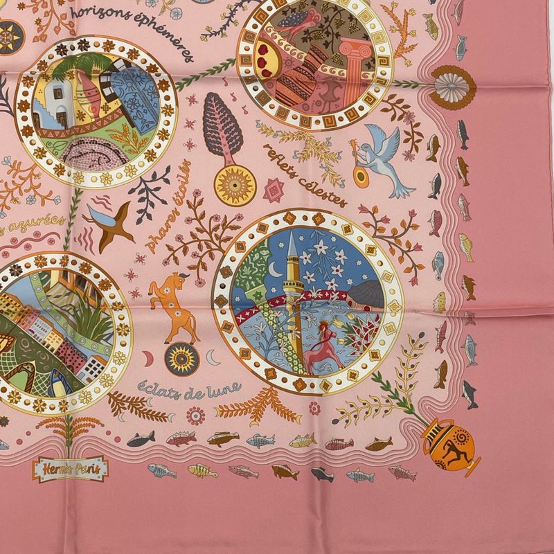 Hermes Carre 90 Escales Mediterraneennes Mediterranean Port City Scarf Silk