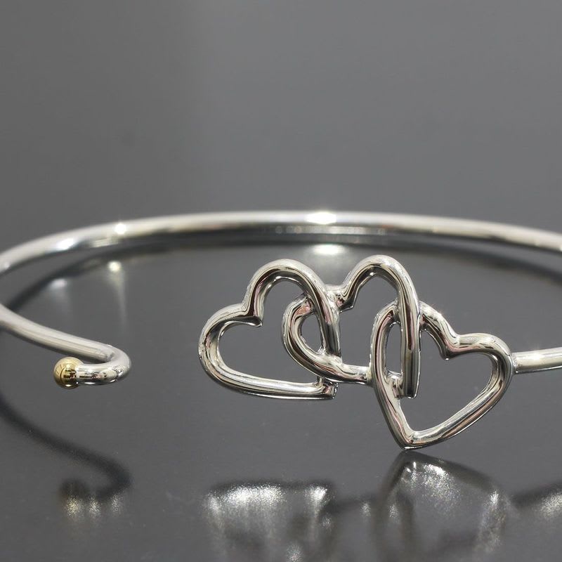Tiffany & Co Bracelet Triple Heart Bangle 925 750 E0144