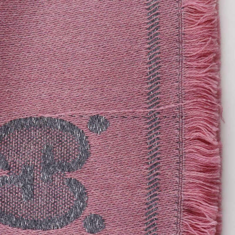 Gucci GG Jacquard Scarf 598993 Wool And Nylon Gray Women's Stole