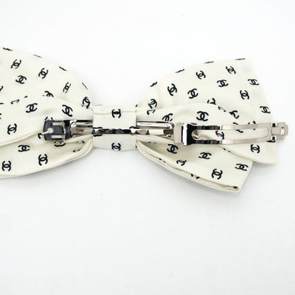 Chanel Valletta Aaa821 Ribbon White Logo COCO Silver-hardware Hair