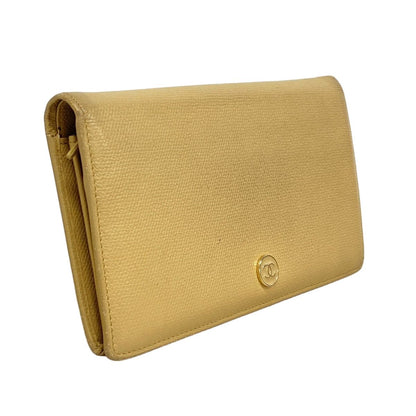Chanel Wallet Coco Button Leather Beige Gold — view 2