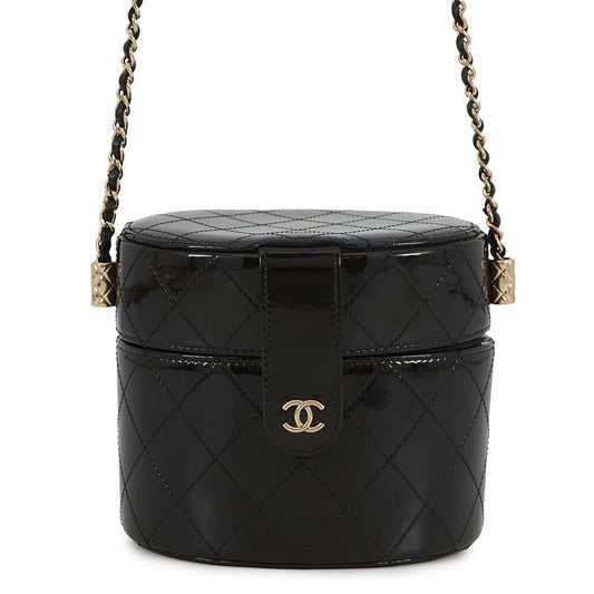 Chanel Chain Shoulder Bag CC Logo Quilted Vanity Patent Enamel