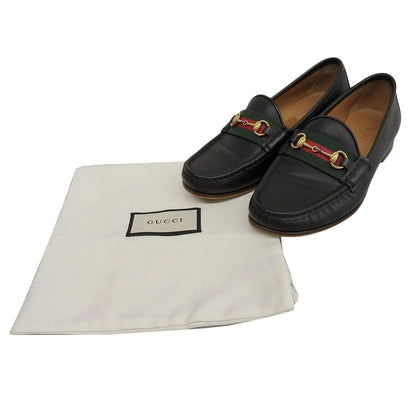 Gucci Sherry Line Horsebit Leather Shoes Loafers Black Gold 36 Handbag — view 2