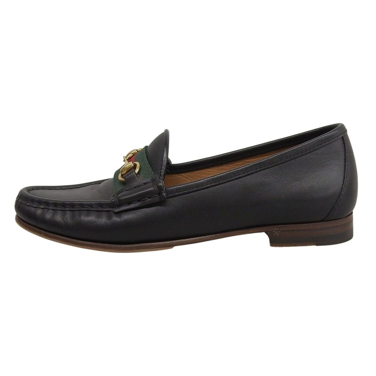 Gucci Sherry Line Horsebit Leather Shoes Loafers Black Gold 36 Handbag — view 3