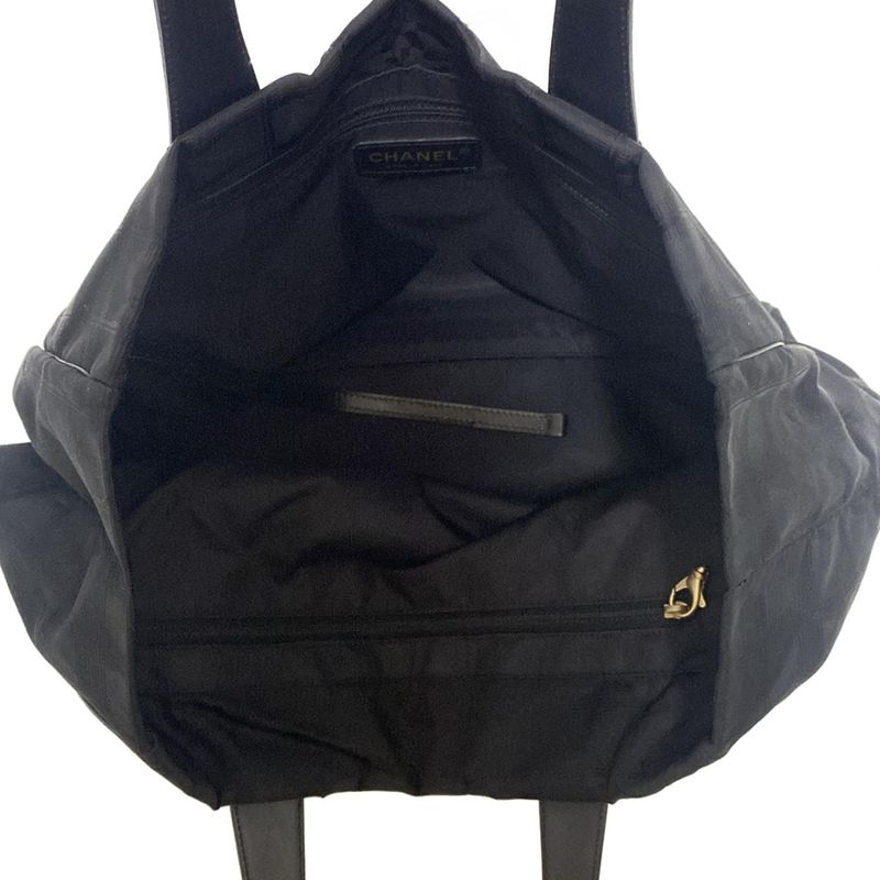 Chanel New Travel Line Tote MM Black Leather