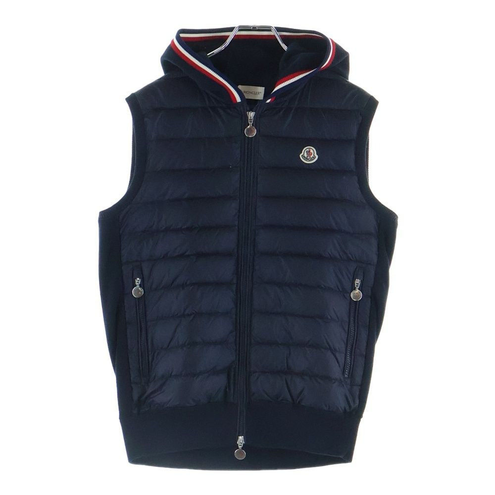 Moncler Patch Logo Down Cut Replacement Zip Up Knit Vest Navy