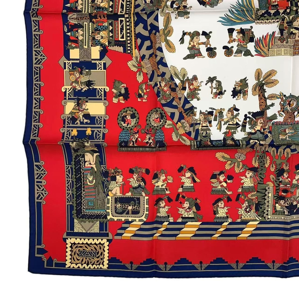 Hermes Scarf Silk Carre 90 Astres Et Soleils Celestial Bodies and the Sun Red — view 4