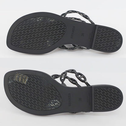 Hermes Island Sandals Chaine D'ancre Black Rubber - Notation Size 36