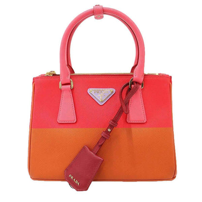 Prada Galleria Saffiano Special Edition Small Bicolor Shoulder Bag Red Orange