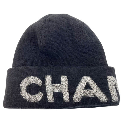 Chanel Knit Cap Wool 70 Cashmere 30 Black