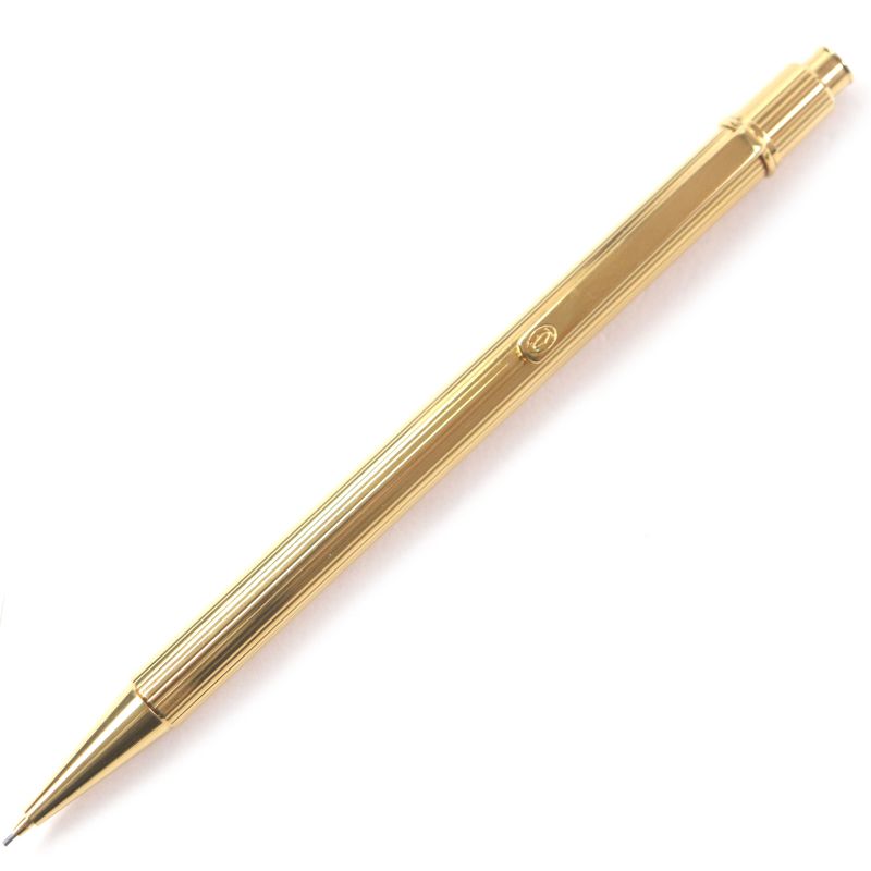  Cartier Must De Cartier Striped Logo Nock Mechanical Pencil Gold