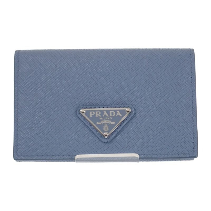 Prada Saffiano Triangle 1 Mc110 qhh f0 ozx Card Case Light Blue Silver