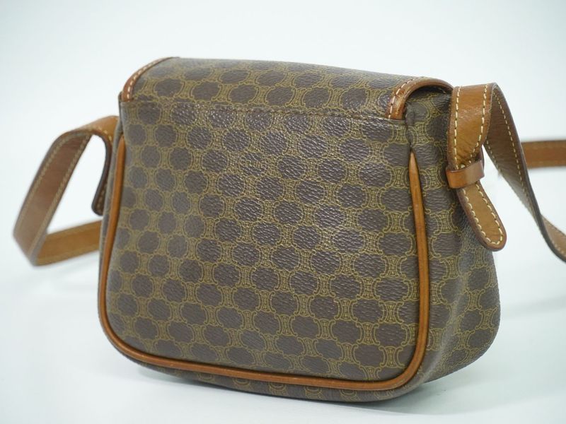 Authentic Celine Macadam Shoulder Bag Pochette PVC Brown Macadam Bag Pre-owned