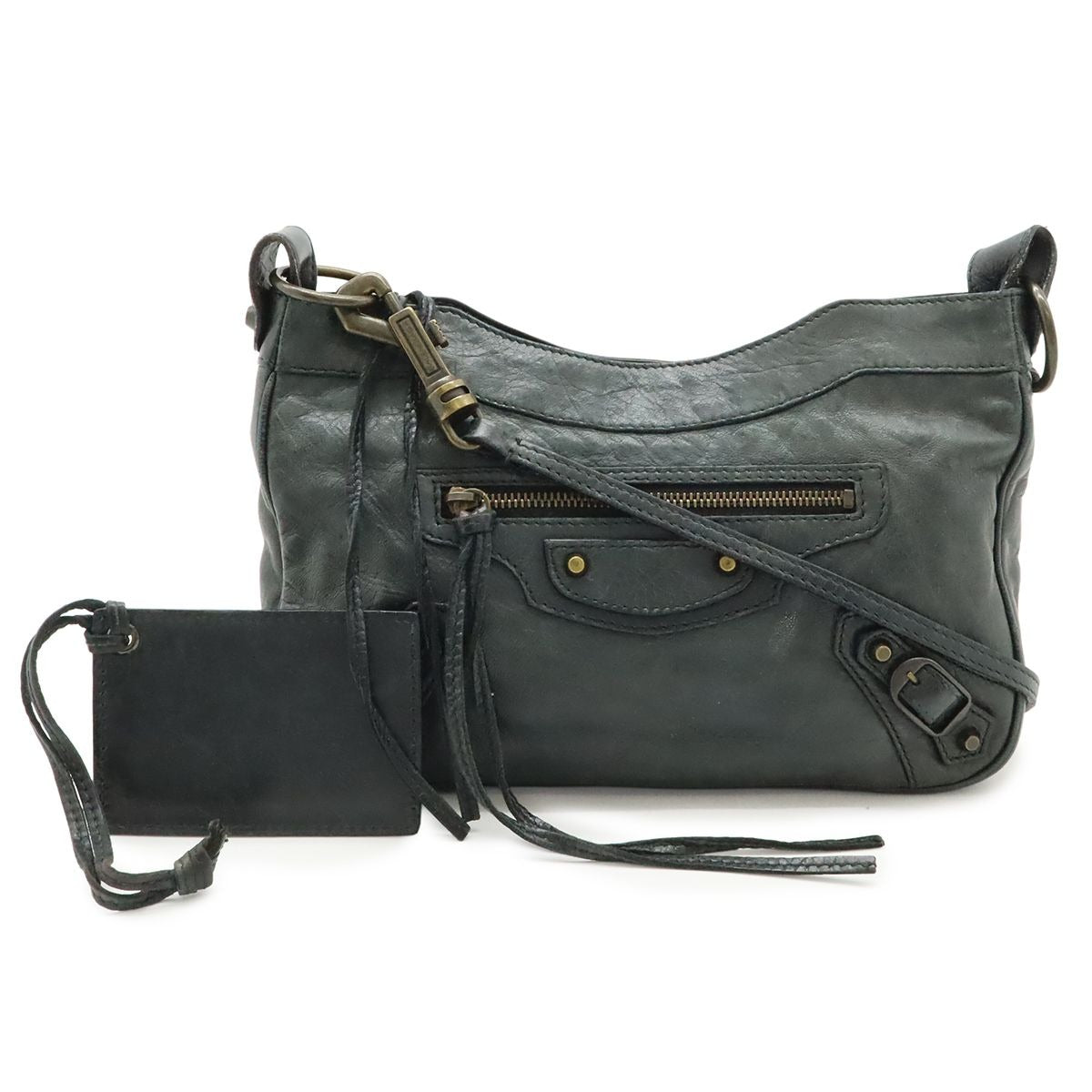 Balenciaga the Hip Shoulder Bag Crossbody Pochette Leather Dark Green