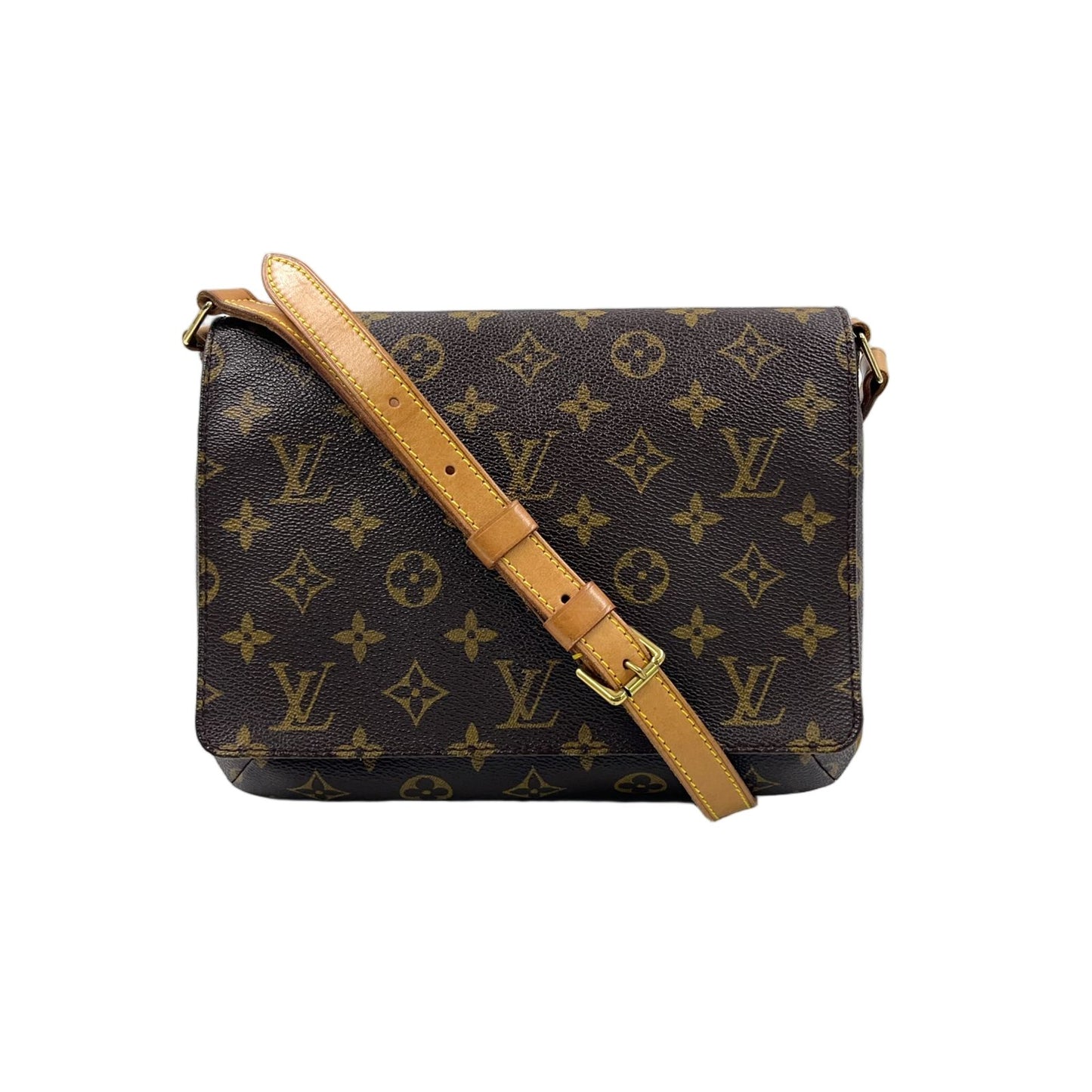 Louis Vuitton Musette Tango Short Strap Monogram Leather Brown Shoulder Bag Gold