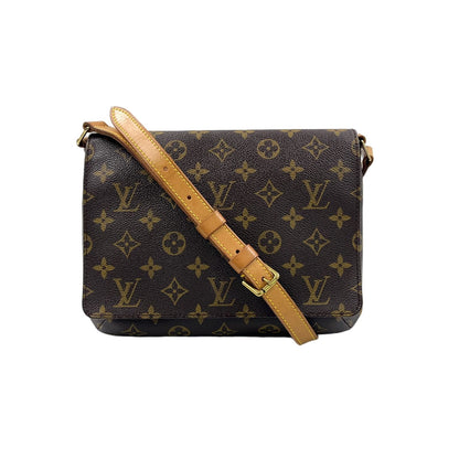 Louis Vuitton Musette Tango Short Strap Monogram Leather Brown Shoulder Bag Gold