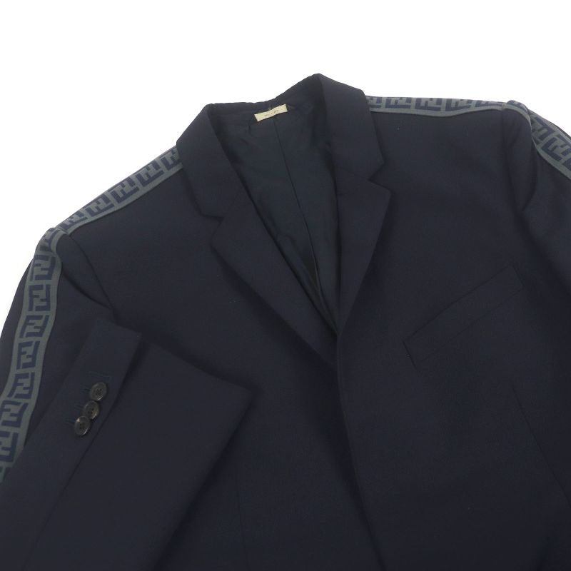 Fendi 2020 Fj0567 FF Logo Zucca Sideline Narrow Lapel Single Tailored Jacket