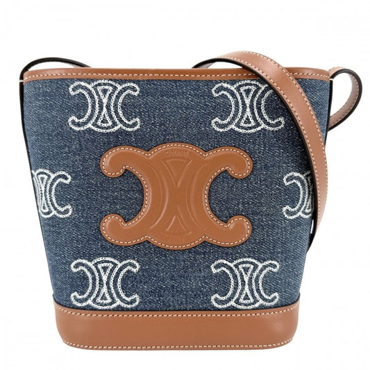 Celine Shoulder Bag Triomphe Mini Bucket Cuill Crossbody Denim