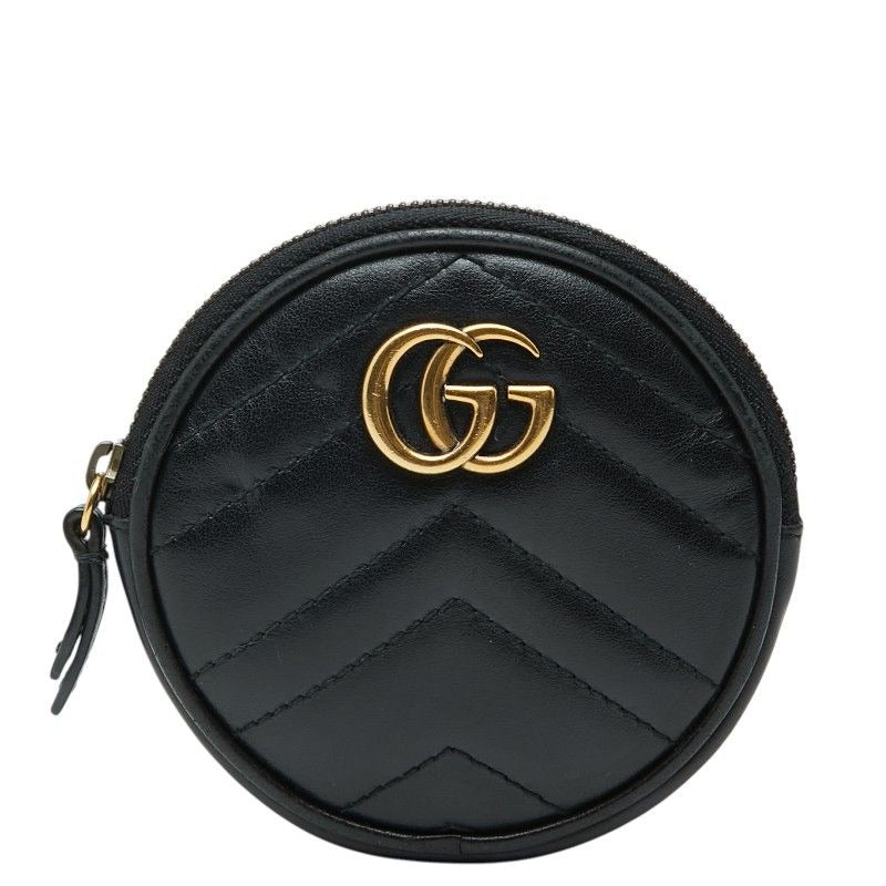 Gucci GG Marmont Quilted Heart Coin Case Black Leather
