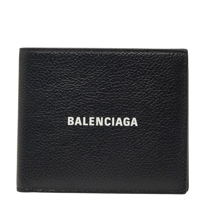 Balenciaga Logo Bifold Wallet Black Leather