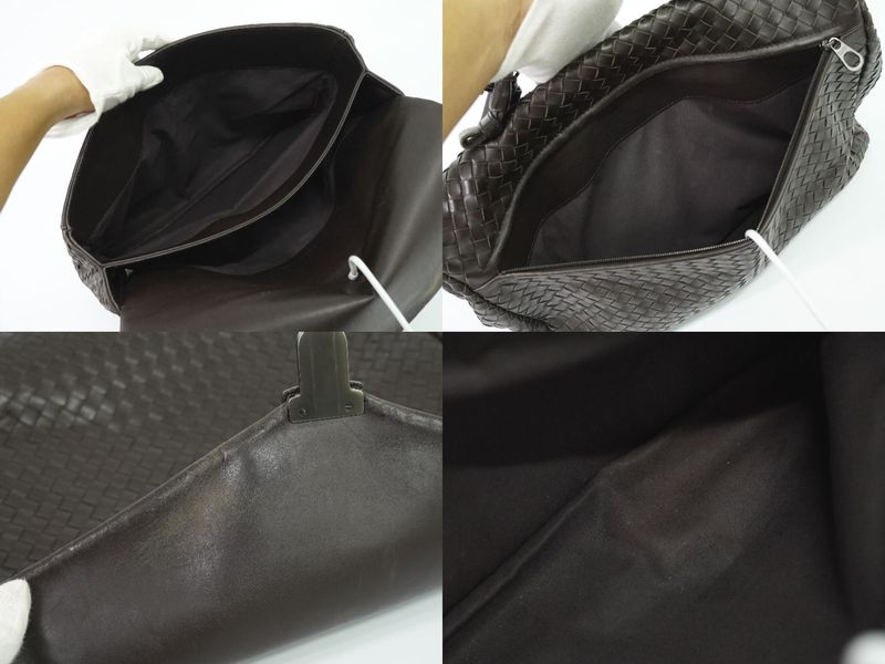 Authentic Bottega Veneta Intrecciato Business Bag Handbag Leather Brown