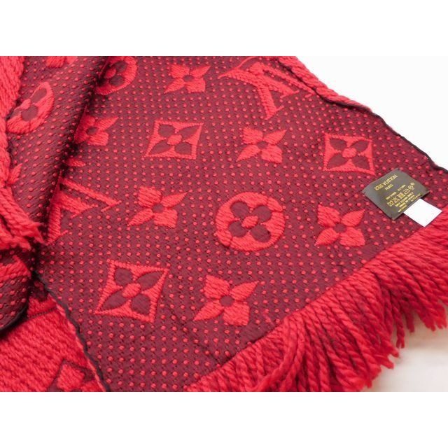 Louis Vuitton Scarf Echarpe Logo Mania Red Wool Silk 8C — view 2