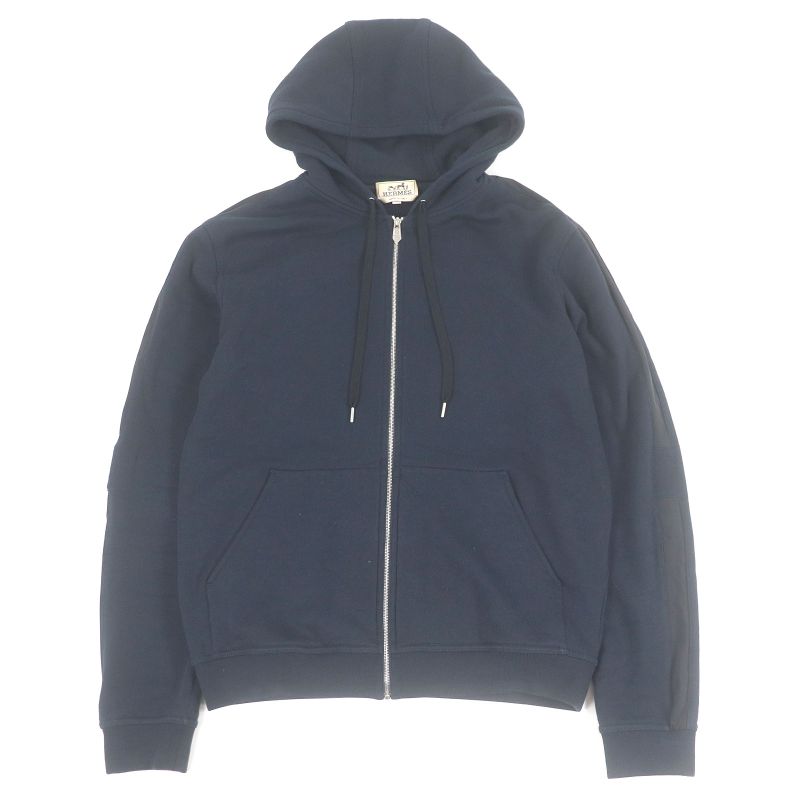 Hermes 20AW Run H Sideline 100% Cotton H Logo Zip Hoodie Navy S Made In Italy