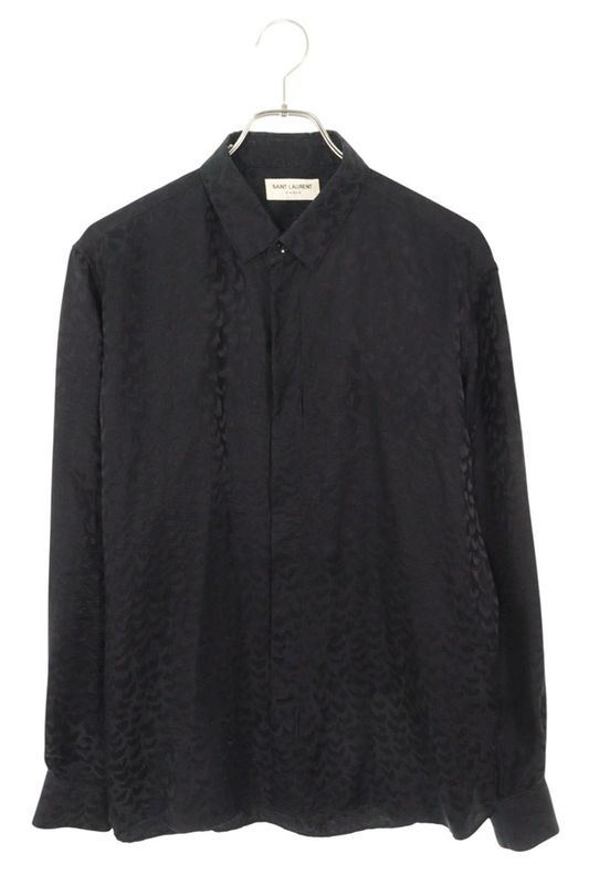 Saint Laurent Paris 646850 Y1f18 Leopard Print Silk Long Sleeve Shirt Men 39