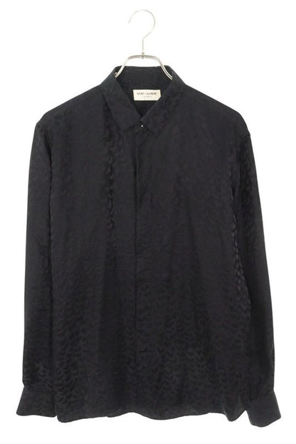 Saint Laurent Paris 646850 Y1f18 Leopard Print Silk Long Sleeve Shirt Men 39