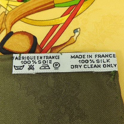 Hermes Carre90 Scarf 100% Silk Plumes Et Grelots Feathers And Bells Green Beige