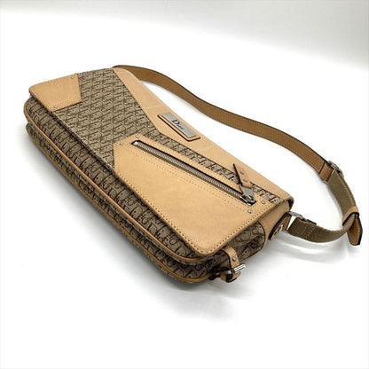 Dior Street Chic Shoulder Bag Leather Beige Silver Hardware Women's