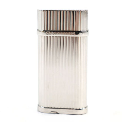 Cartier Godron Logo Engraved Oval Roller Lighter Silver Stripe