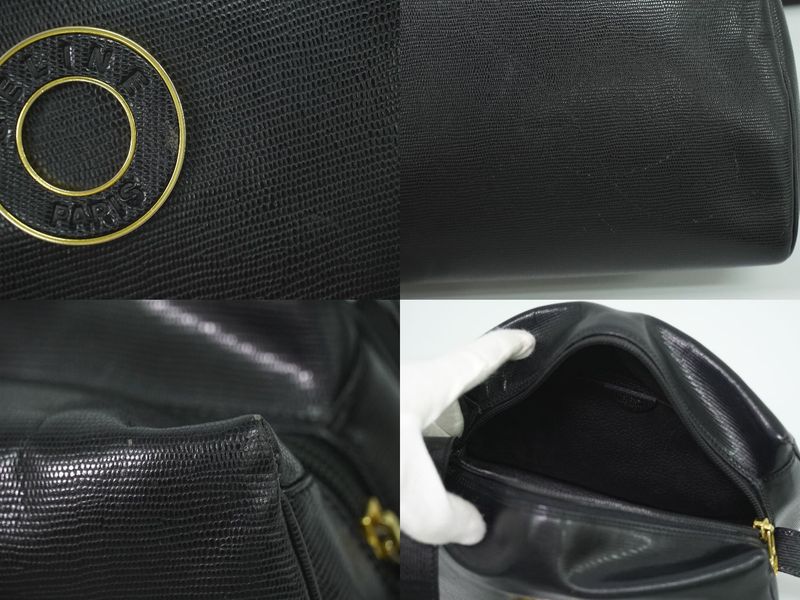 Authentic Celine Leather Shoulder Bag Pochette Black Bag Pre-owned [follow-up