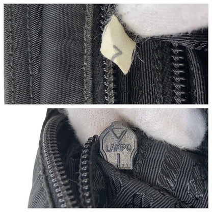 Prada Tessuto Triangle Logo Plate Black Silver Hardware Nylon Tote Bag Shoulder