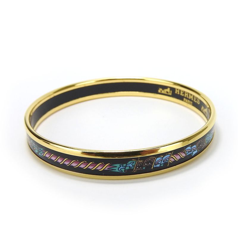 Hermes Bracelet Emile PM Metal Cloisonne Multicolor Black Gold Hardware
