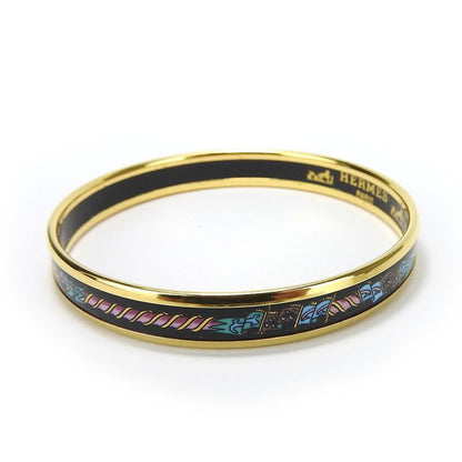 Hermes Bracelet Emile PM Metal Cloisonne Multicolor Black Gold Hardware