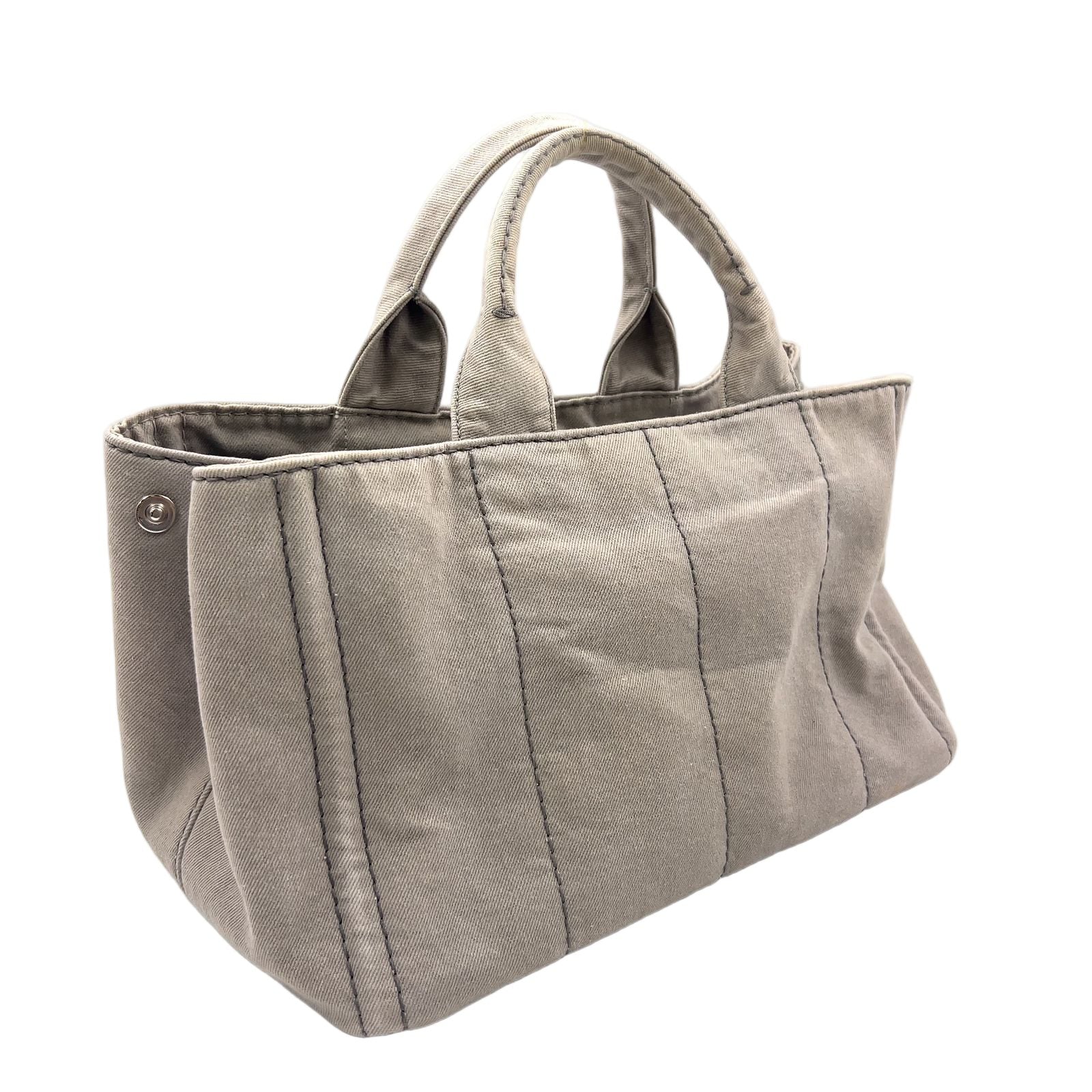 Prada Canapa Denim Canvas Light Gray Tote Silver — view 2