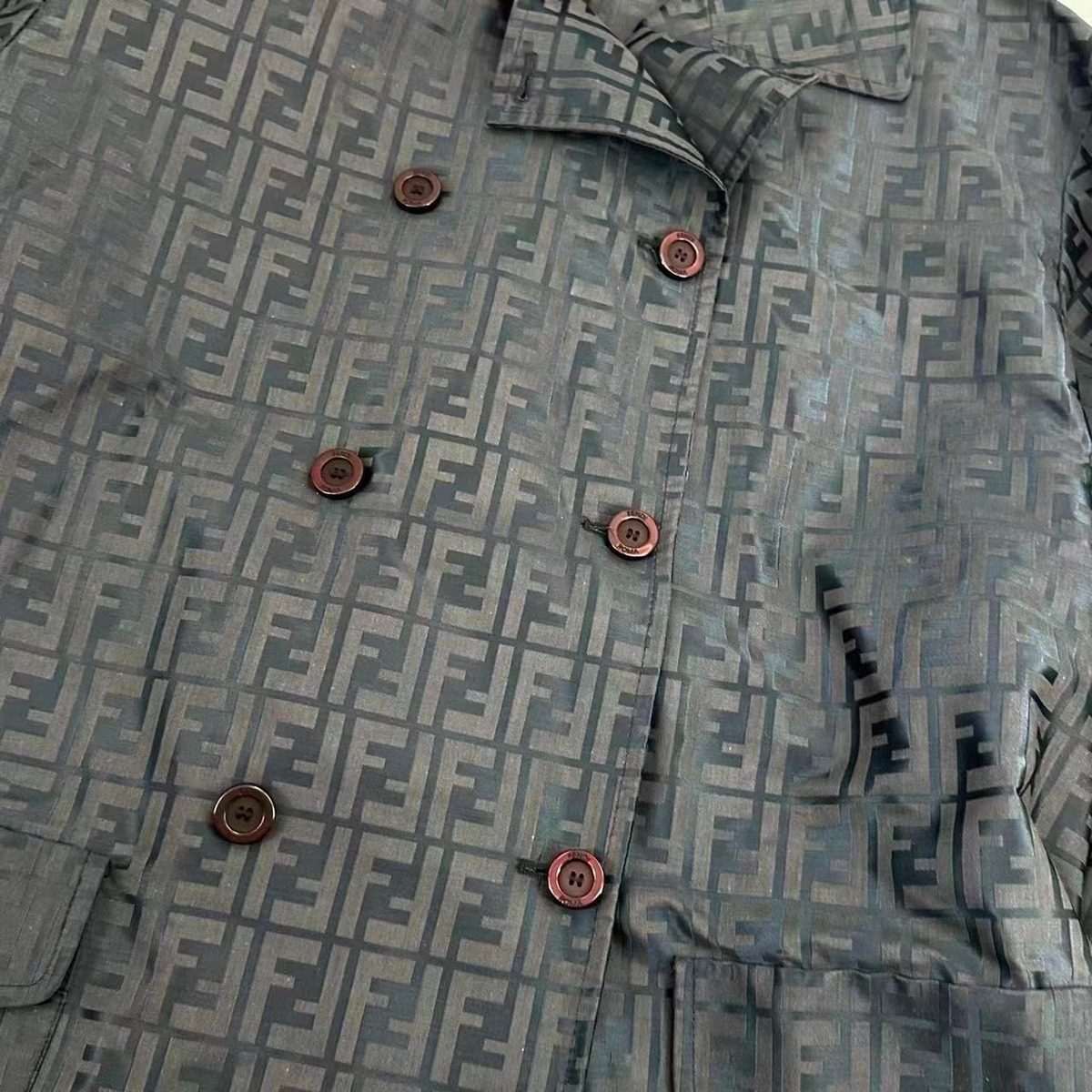 Fendi Zucca Pattern Fflogo Trench Coat All Over 42 Navy with — view 5