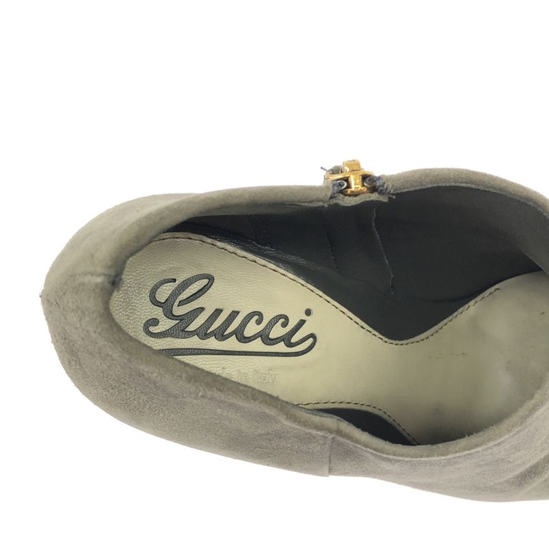 Gucci Suede Leather Booties 225577 Gray 35 1 2