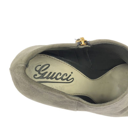 Gucci Suede Leather Booties 225577 Gray 35 1 2