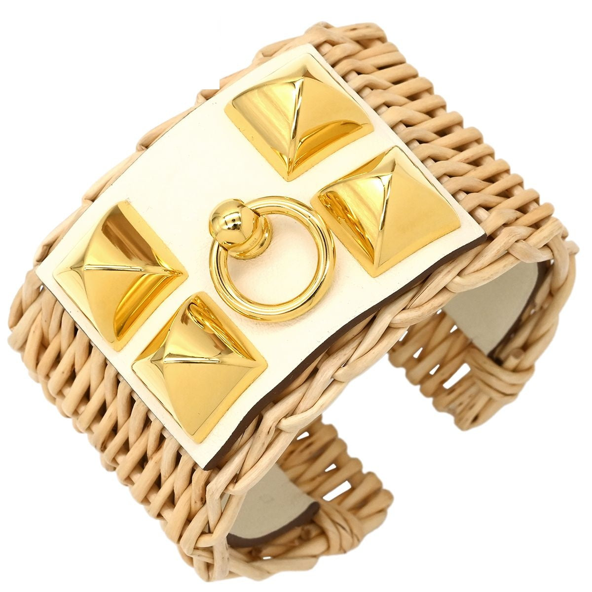 Hermes Bracelet Collier de Chien Medor Picnic Vaud Barenia Willow Wood Nata