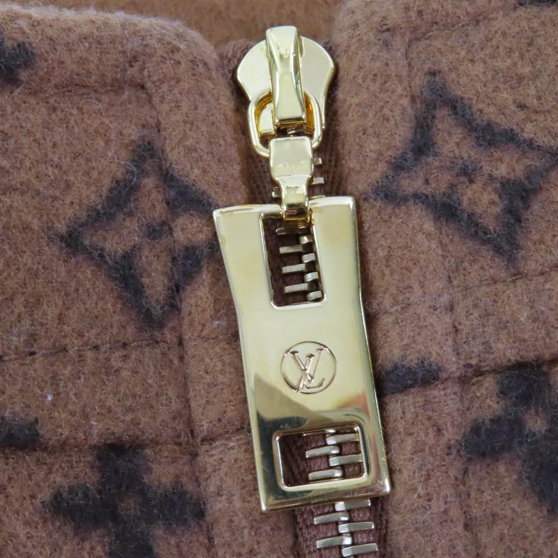 Louis Vuitton 22SS Wool Silk Monogram LV Gold Button Trapeze Miniskirt Brown 40