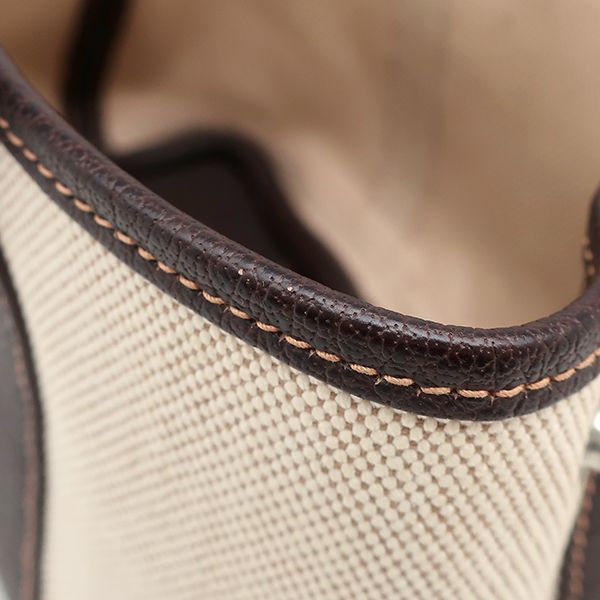 Hermes Tote Bag Garden Party Ttpm Toile Ash Leather Beige and Brown Silver