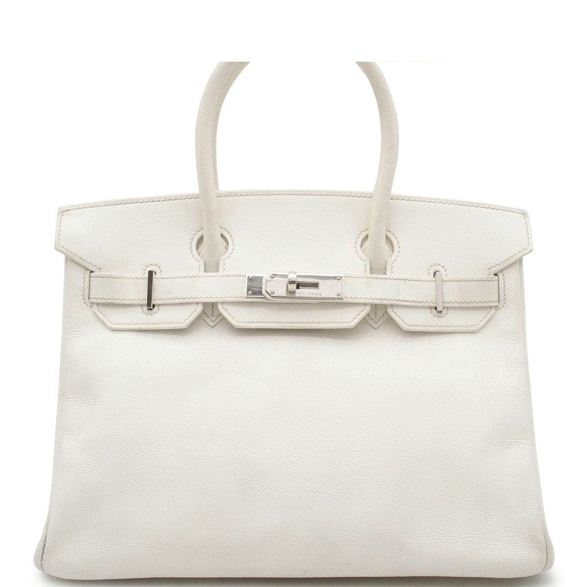 Hermes Birkin 30 White Silver Epsom Handbag